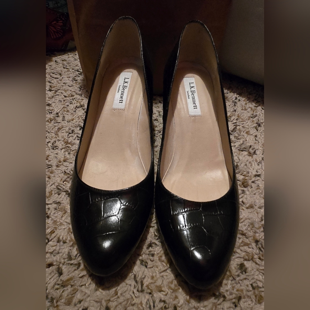 LK Bennett Dark Croc-Patterned Heels
